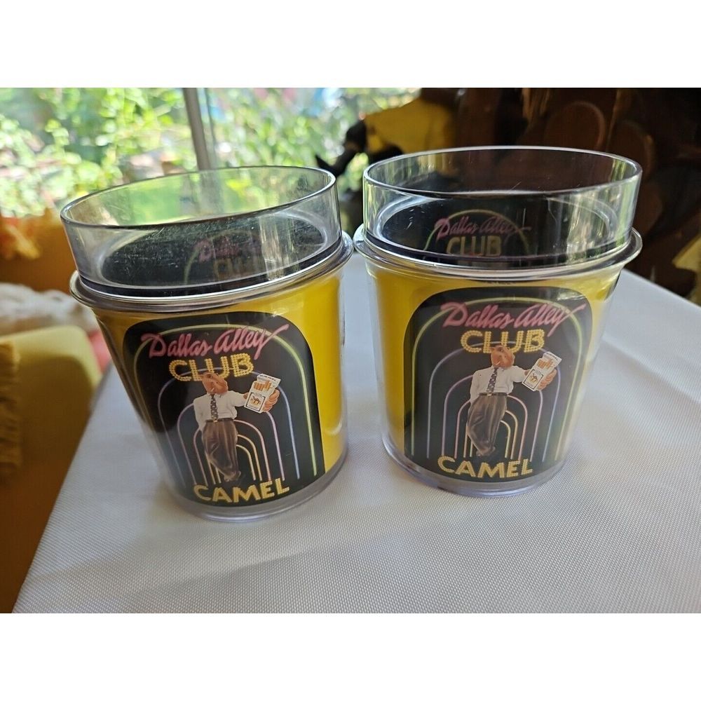 2 Vintage JOE CAMEL DALLAS ALLEY NIGHTCLUB Cups Texas Plays At Night 1993 - Picture 2 of 10